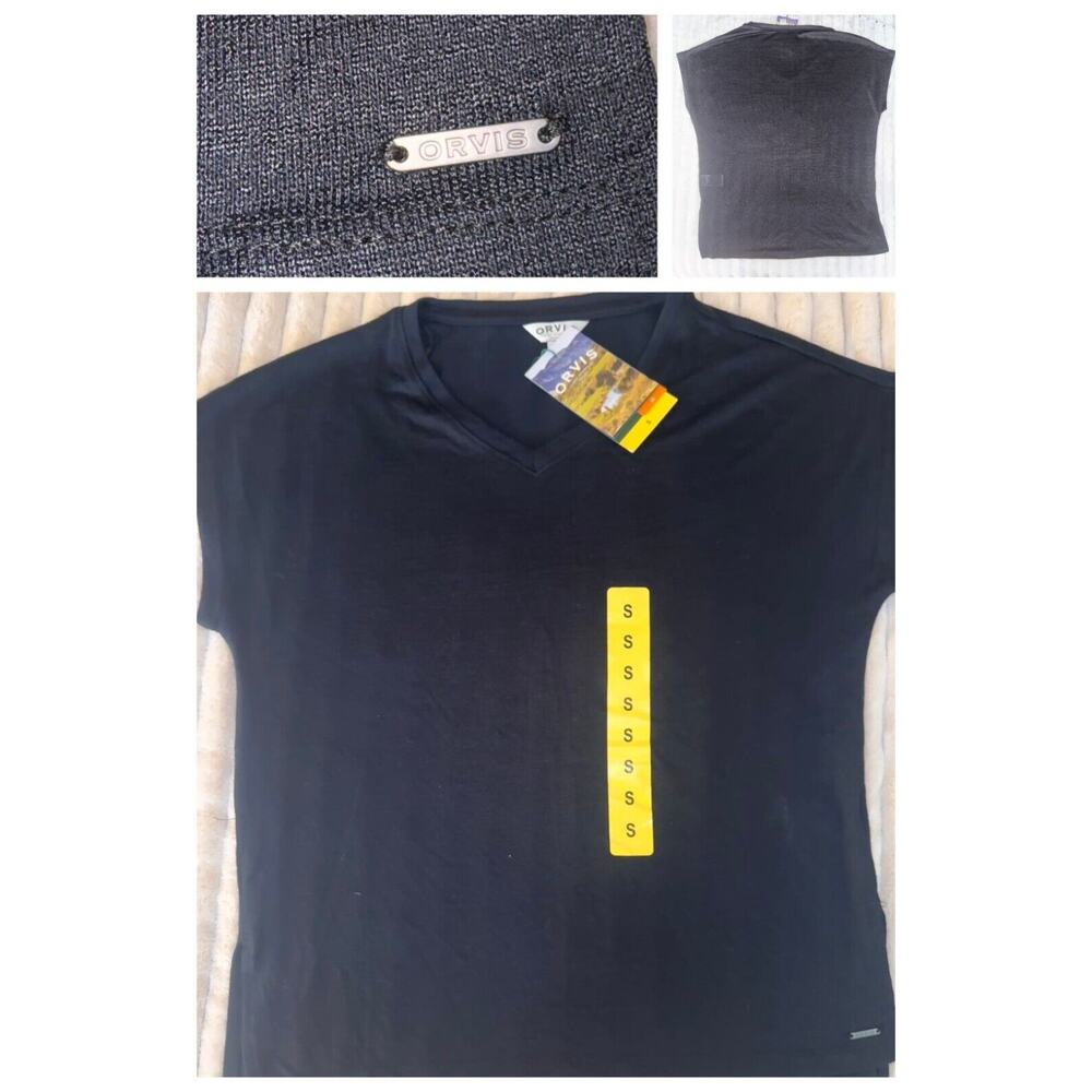 Orvis Women's V-Neck Tunic Shirt Top Black Size Small NWT Lightweight Casual